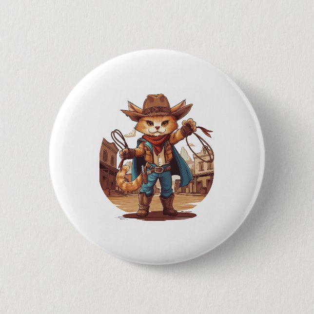 Cowboy Cat Button (Front)
