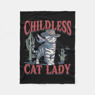 Cowboy Cat Childless Cat Lady For Kamala Election Fleece Blanket
