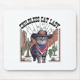 Cowboy Cat Childless Cat Lady For Kamala Election Mouse Pad