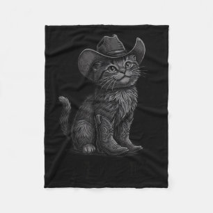 Cowboy Cat Kitty Up Vintage Western Cat Fleece Blanket