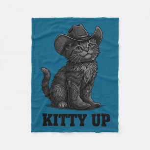 Cowboy Cat Kitty Up Vintage Western Cat  Fleece Blanket