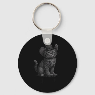 Cowboy Cat Kitty Up Vintage Western Cat  Keychain