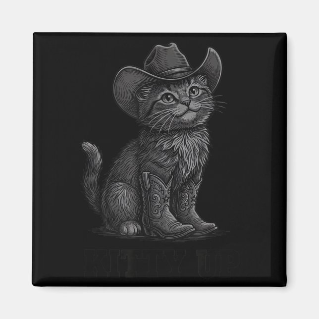 Cowboy Cat Kitty Up Vintage Western Cat  Magnet (Front)