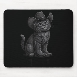 Cowboy Cat Kitty Up Vintage Western Cat Mouse Pad