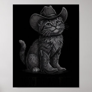 Cowboy Cat Kitty Up Vintage Western Cat Poster