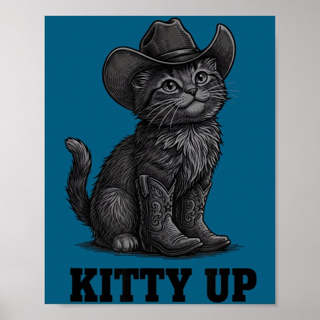 Cowboy Cat Kitty Up Vintage Western Cat  Poster (Front)