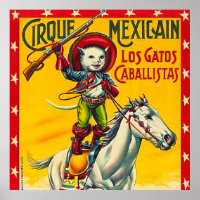 Cowboy Cat Mexican Circus Vintage Poster Art