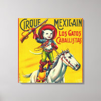 Cowboy Cat Mexican Circus Vintage Poster Art