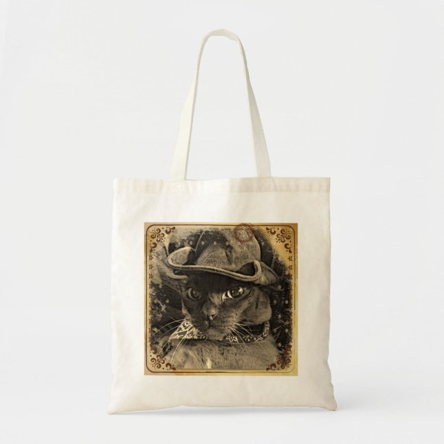 Cowboy Cat, sepia 4 Tote Bag (Front)