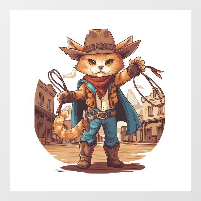 Cowboy Cat Wall Decal (Front)