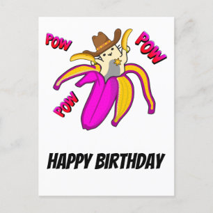 Cowboy Cat with Banana Pistols and Sheriff Star Postcard
