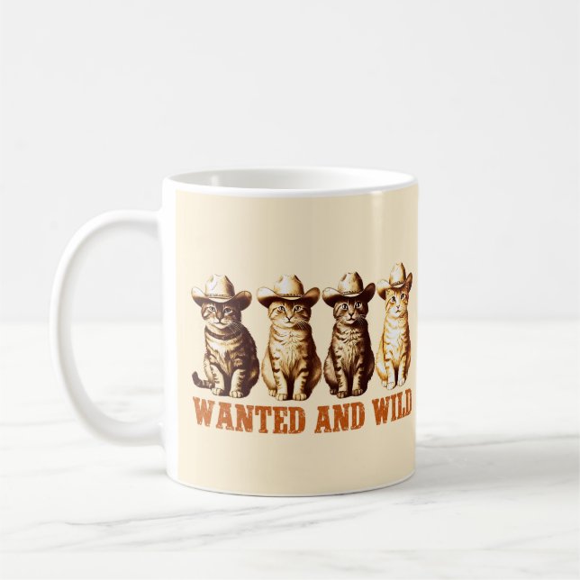 Cowboy Cats Wild Western Kitty Graphic, Coffee Mug (Left)