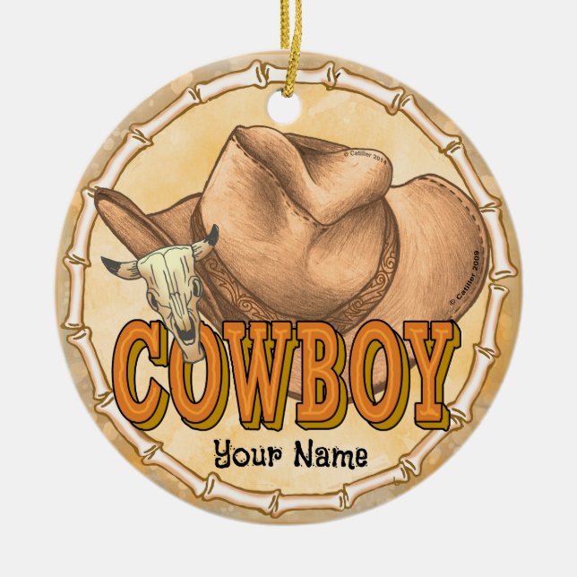 Cowboy Ceramic Ornament (Front)