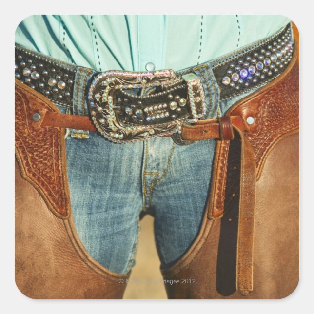 Cowboy chaps square sticker (Front)