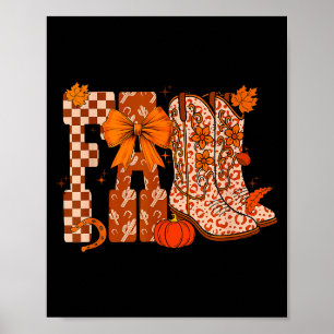 Cowboy Checkered Fall,fall Pumpkin,boots Cow Funny Poster
