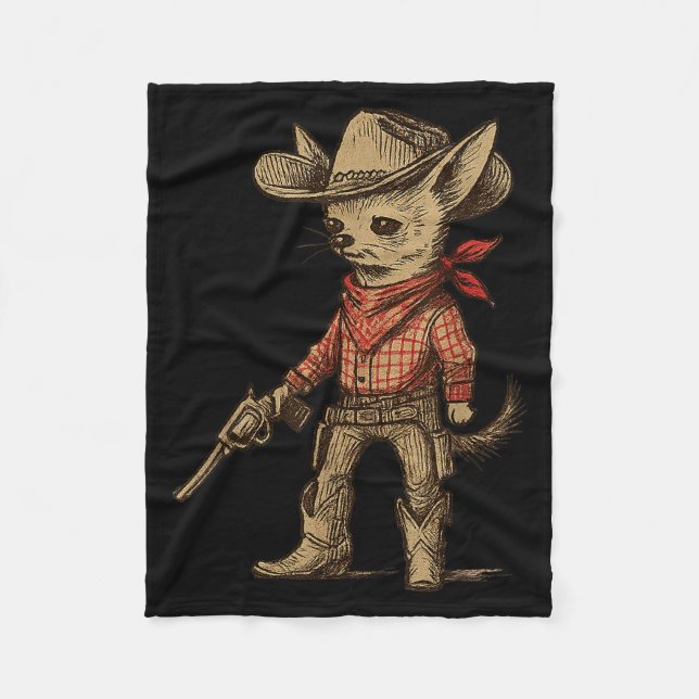 Cowboy Chihuahua Funny Western Cowboy Dog Lover  Fleece Blanket (Front)