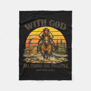 Cowboy Christian Bible Verse Western Country Jesus Fleece Blanket