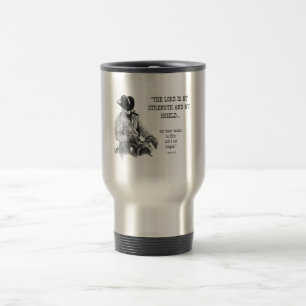 COWBOY, CHRISTIAN: TRAVEL MUG: BIBLE VERSE TRAVEL MUG