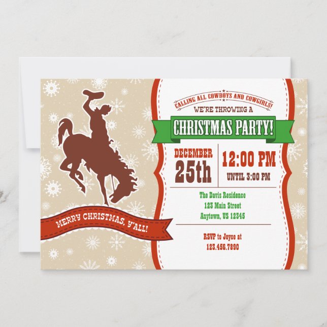 Cowboy Christmas Party Invitation (Front)