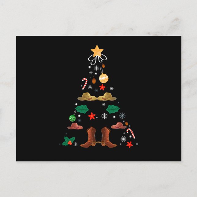 Cowboy Christmas Tree Xmas New Year Line Dance Gif Postcard (Front)