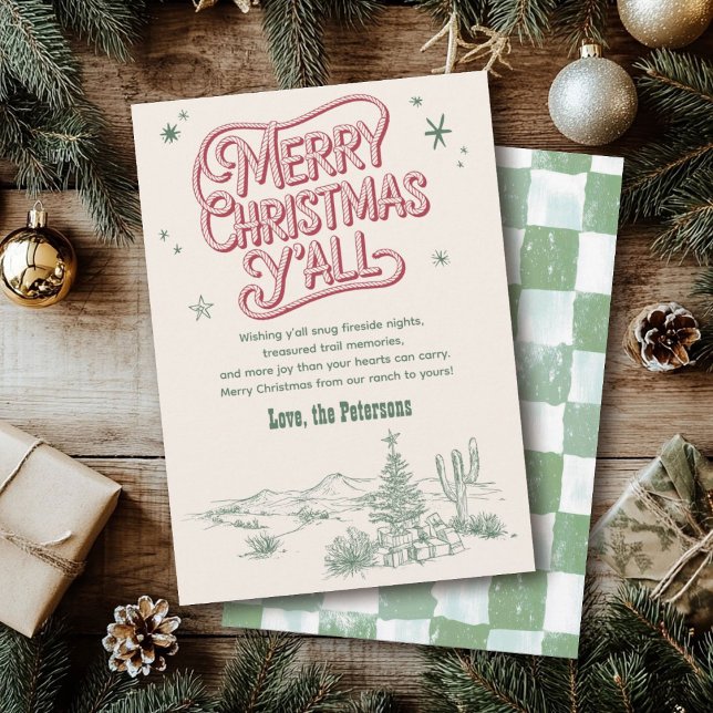 Cowboy Christmas Western Merry Christmas Y'all Holiday Card (Creator Uploaded)