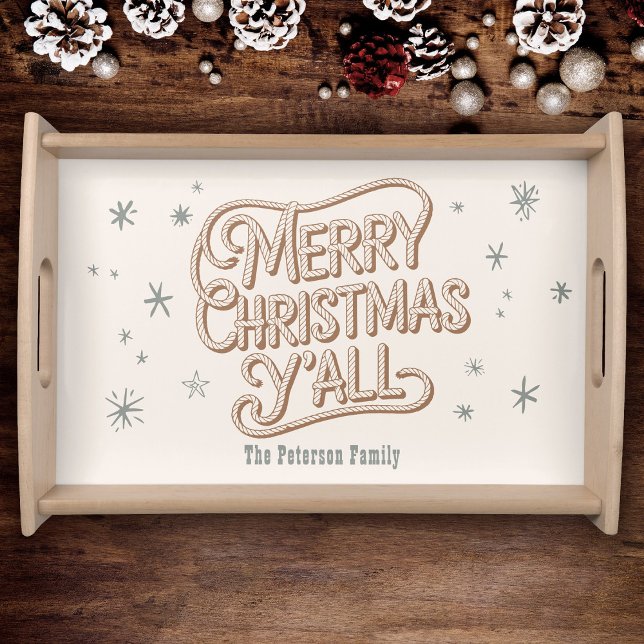 Cowboy Christmas Western Merry Christmas Y'All Serving Tray (Creator Uploaded)