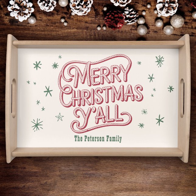 Cowboy Christmas Western Merry Christmas Y'All Serving Tray (Creator Uploaded)