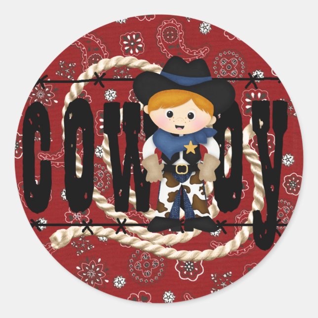 Cowboy Classic Round Sticker (Front)