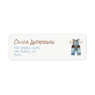 Cowboy Clothes Wild Western Baby Boy Shower Label