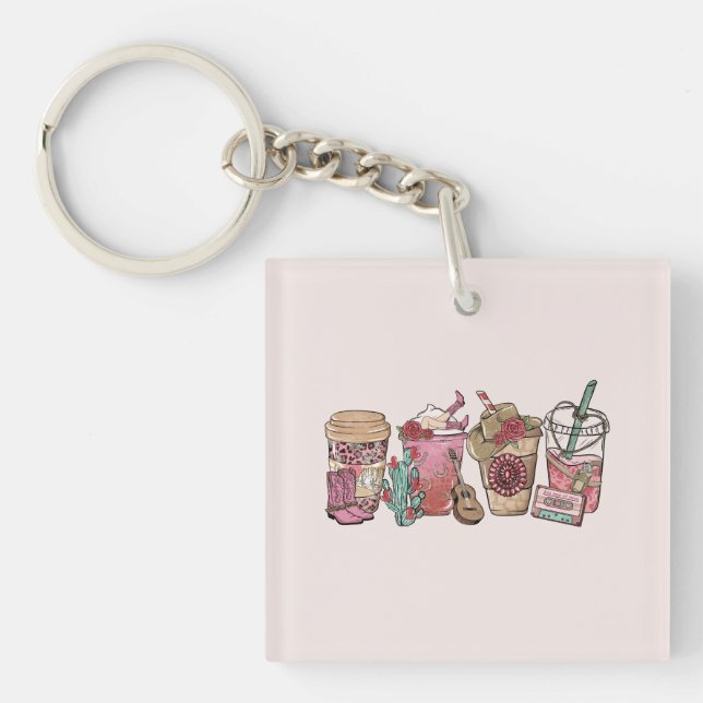 Cowboy Coffee Time Keychain (Front)