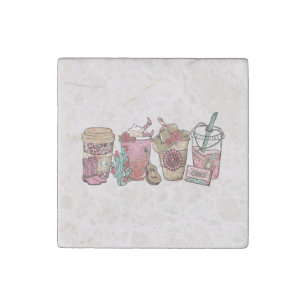 Cowboy Coffee Time Stone Magnet