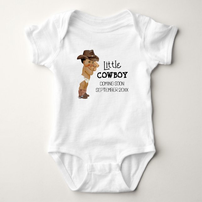 Cowboy Coming Soon Pregnancy Announcement Baby Bodysuit (Front)