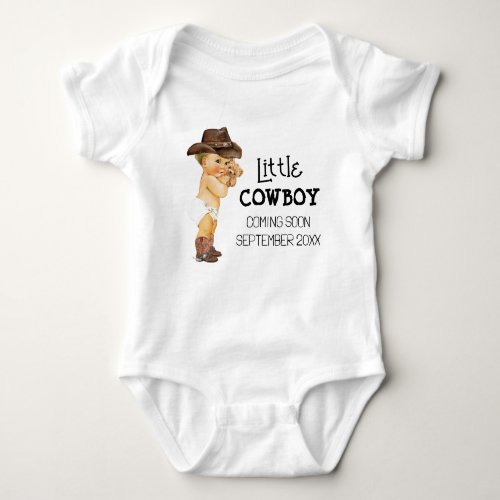 Cowboy Coming Soon Pregnancy Announcement Baby Bodysuit