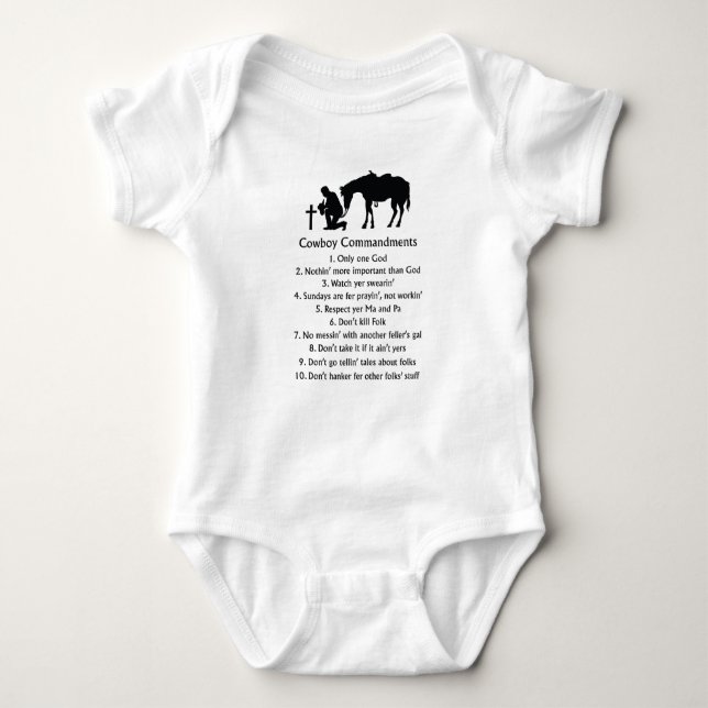 Cowboy Commandments Baby Bodysuit (Front)