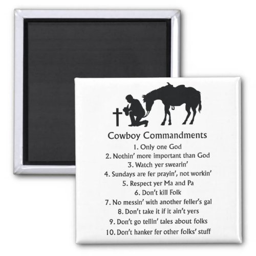 Cowboy Commandments Magnet