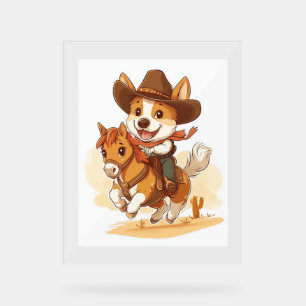 Cowboy Corgi – Western Rodeo Dog Acrylic Sign