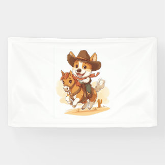 Cowboy Corgi – Western Rodeo Dog Banner
