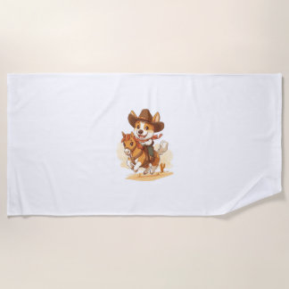Cowboy Corgi – Western Rodeo Dog Beach Towel