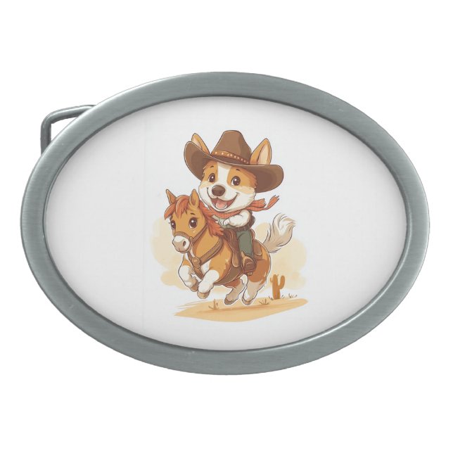 Cowboy Corgi – Western Rodeo Dog Belt Buckle (Front)