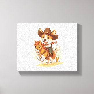 Cowboy Corgi – Western Rodeo Dog Canvas Print