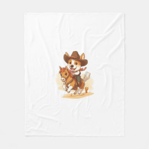 Cowboy Corgi – Western Rodeo Dog Fleece Blanket