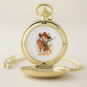 Cowboy Corgi � Western Rodeo Dog Pocket Watch