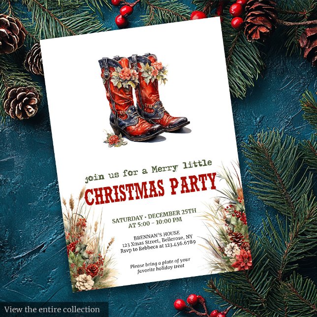 Cowboy country Christmas party editable invite  (Cowboy country Christmas party editable invite card

)