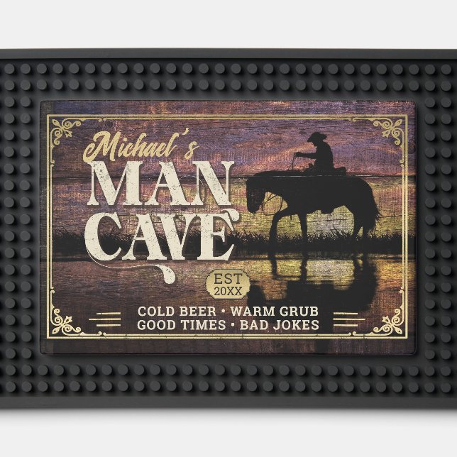 Cowboy Country Man Cave ID977 Bar Mat (Front (Close Up))
