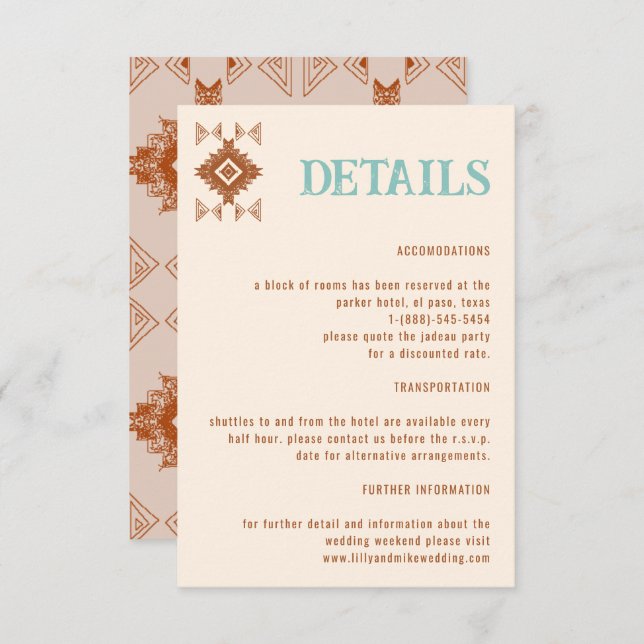 Cowboy Country West Wedding Details Enclosure Card (Front/Back)