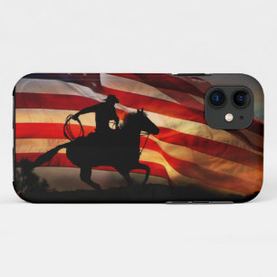 Cowboy Country Western American Flag Rodeo iPhone 11 Case