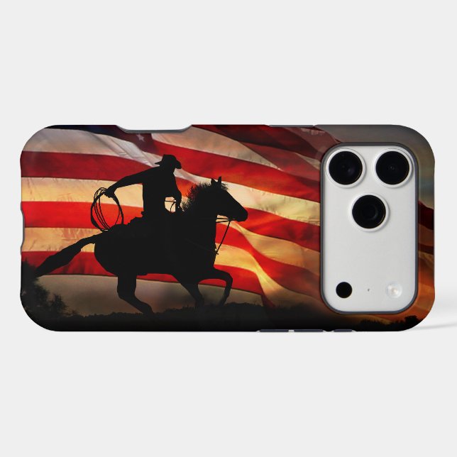 Cowboy Country Western American Flag Rodeo Case-Mate iPhone Case (Back (Horizontal))