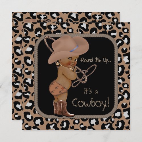 Cowboy Country Western Baby Shower Ethnic Invitation