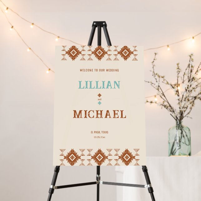 Cowboy Country Western Desert Love Wedding Welcome Foam Board (In Situ (Stand))