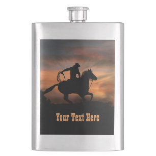 Cowboy Country Western Horseback Custom Flask